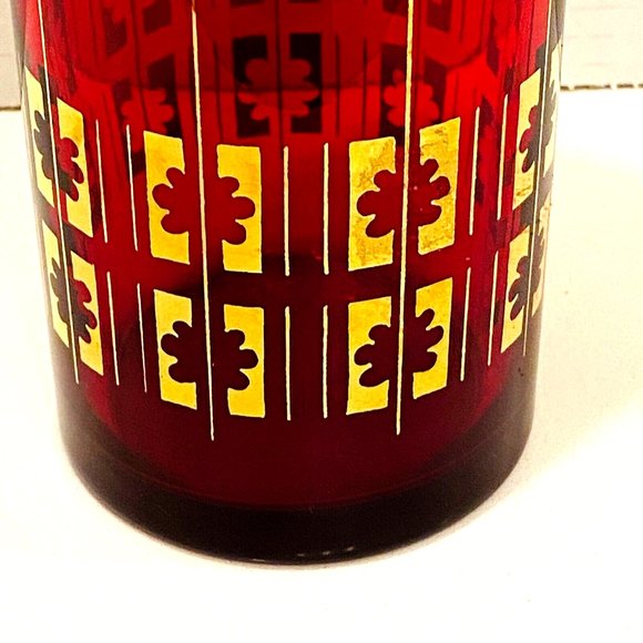 Vintage Glass Flower Vase Bright Red Cranberry and Gold  *READ* - Picture 3 of 5